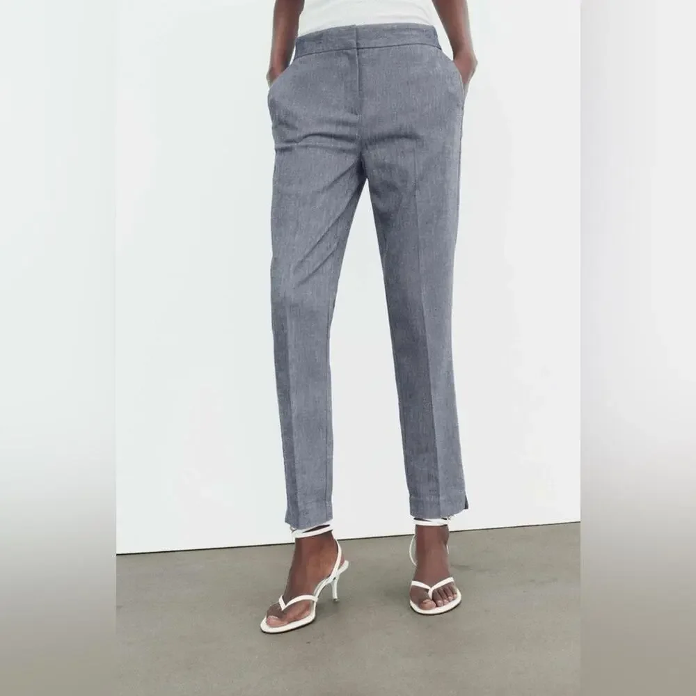 Zara Blue JOGGER WAIST TROUSERS Size Extra Extra Large XXL